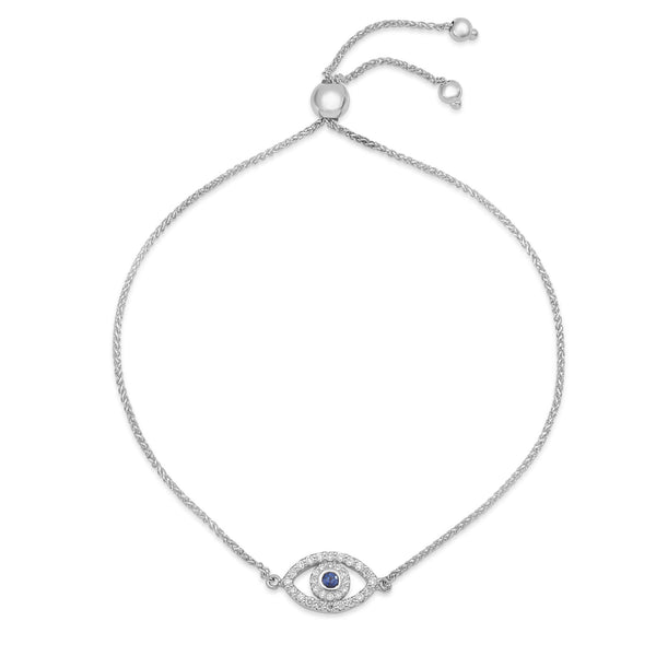 Evil Eye Diamond and Sapphire Bolo Bracelet