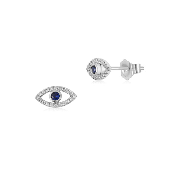 Evil Eye Diamond and Sapphire Studs