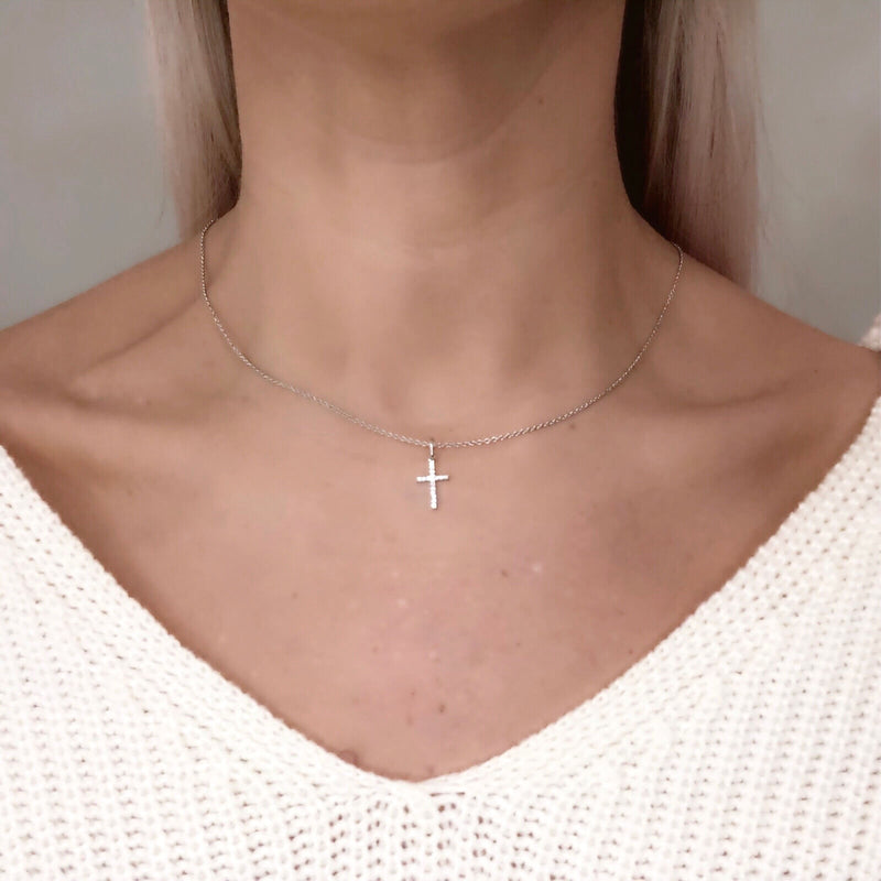 Teeny Diamond Cross Pendant/Charm