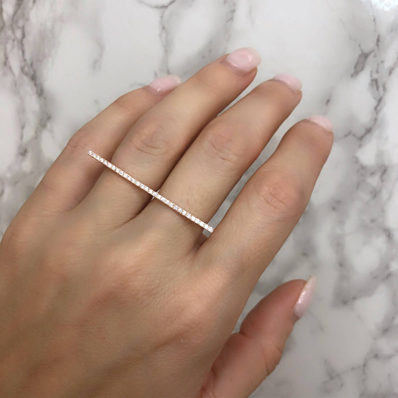 Diamond Bar Double Finger Ring