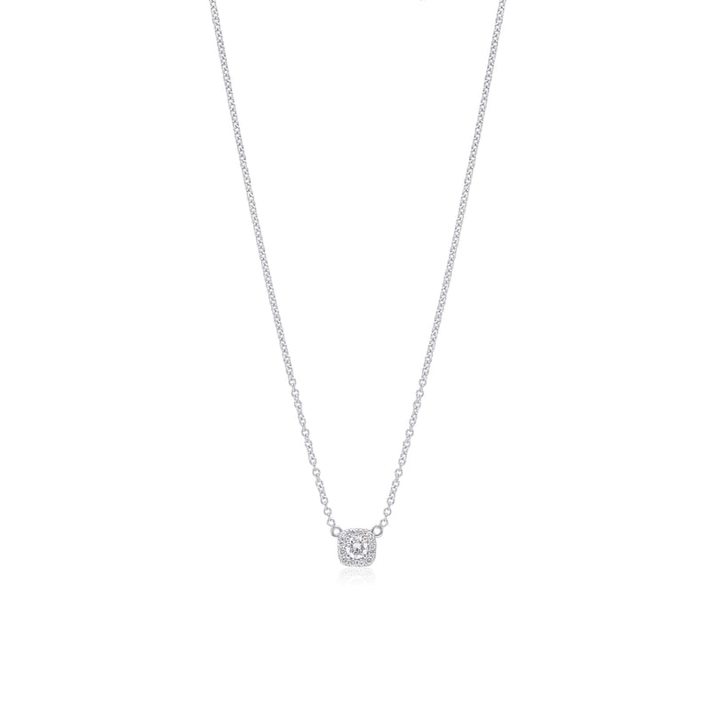 Cushion Diamond Halo Necklace