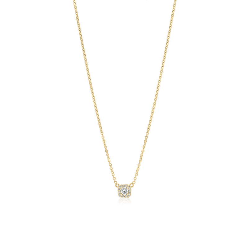 Cushion Diamond Halo Necklace