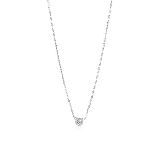 Round Diamond Halo Necklace