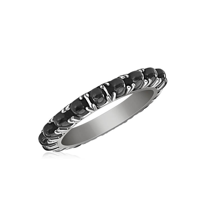 Black Onyx Cabochon Eternity Ring