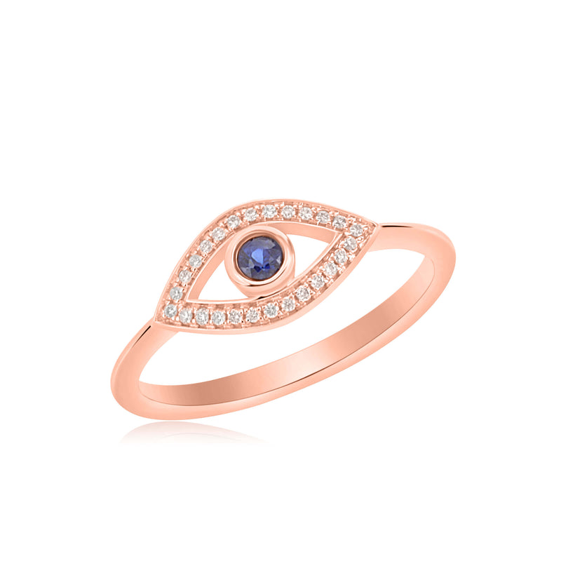 Diamond and Sapphire Evil Eye Ring